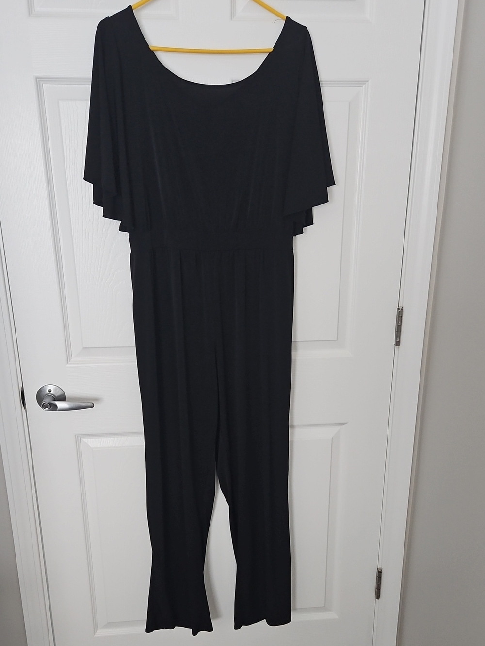 Black Flutter-Sleeve Women's Jumpsuit